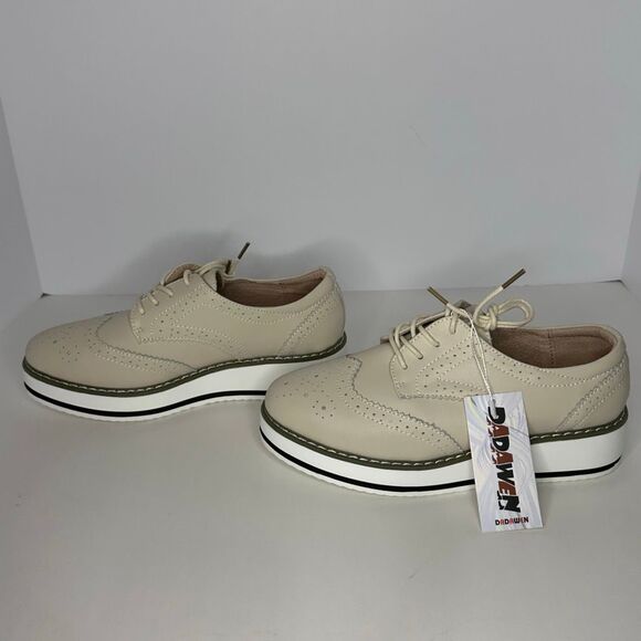 Dadawen Platform Lace Up Oxfords Tan Leather | Women Size 9 - Picture 4 of 13